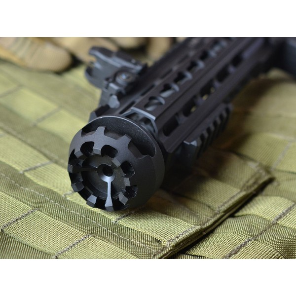 cookie cutter muzzle brake with short barrel