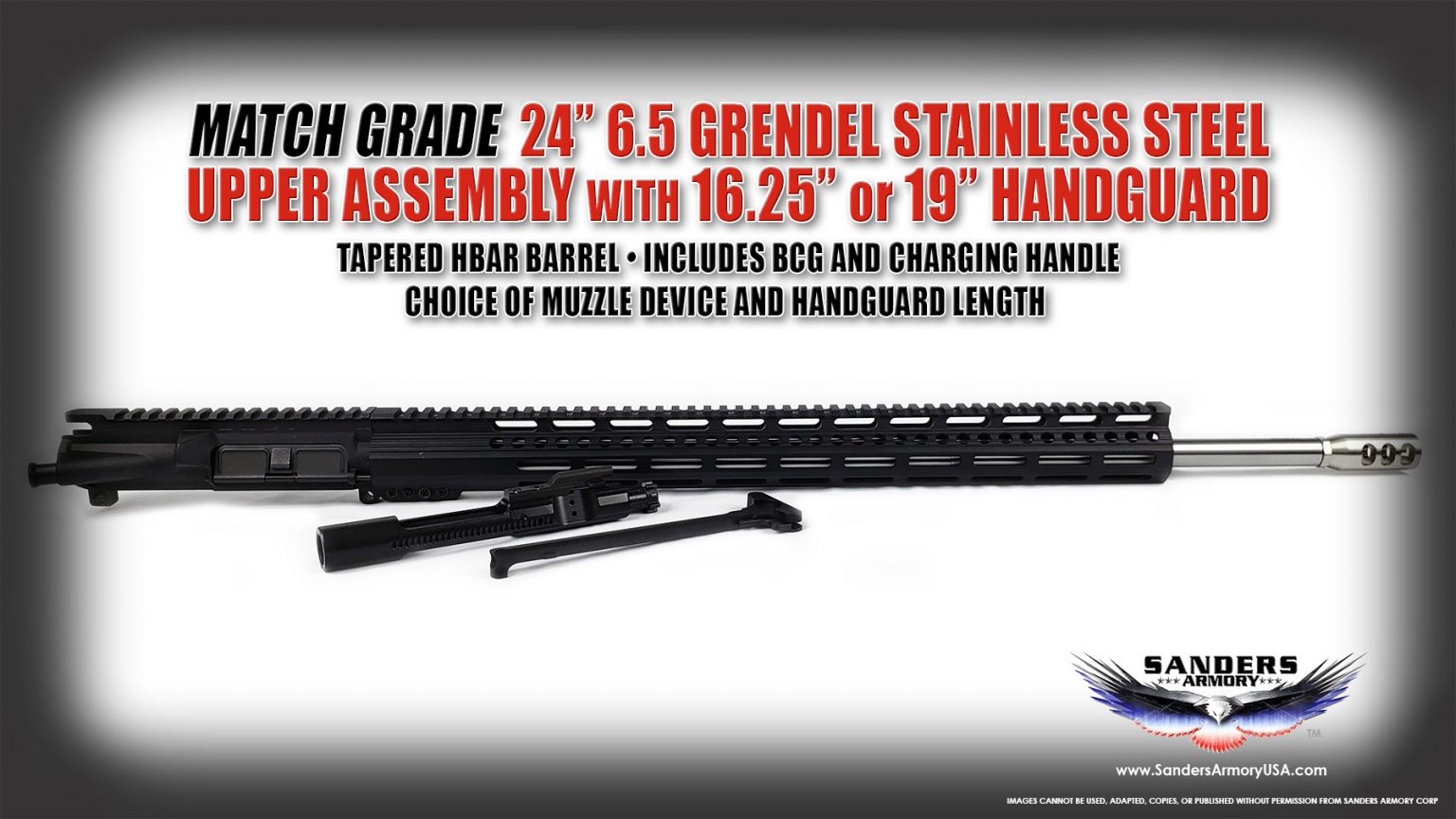 Sanders Armory 24" Match Grade 6.5 Grendel Type II Stainless Steel