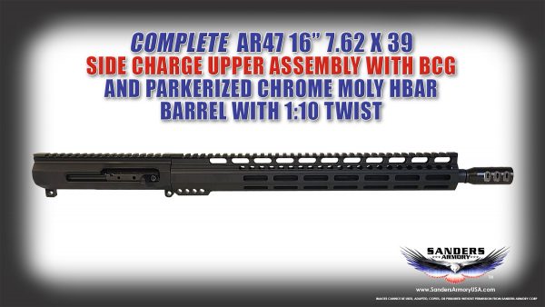 Sanders Armory AR47 16 7.62x39 Parkerized Side Charge Upper Assembly
