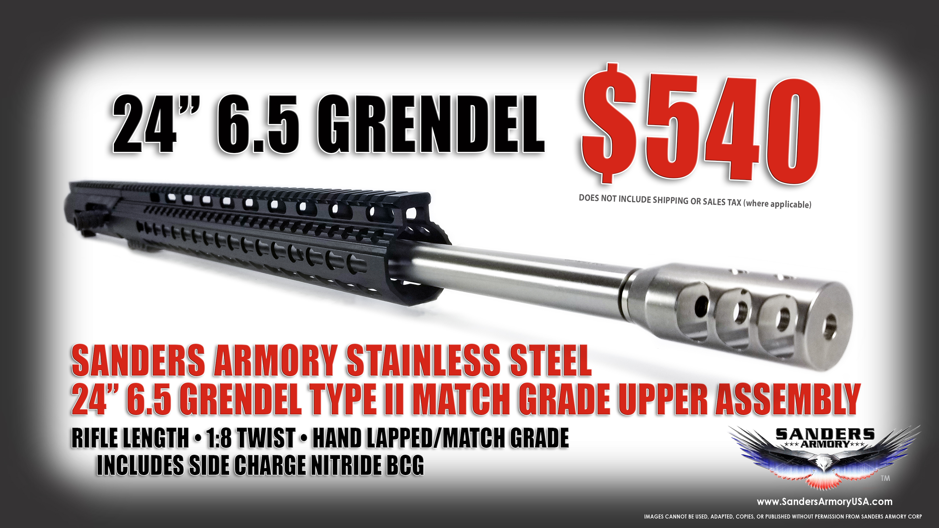 24 Match Grade Stainless Steel 65 Grendel Type 2 Complete Side Charge