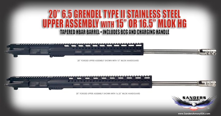 Sanders Armory Best AR15 20" Match Grade 65 Grendel Upper Assembly