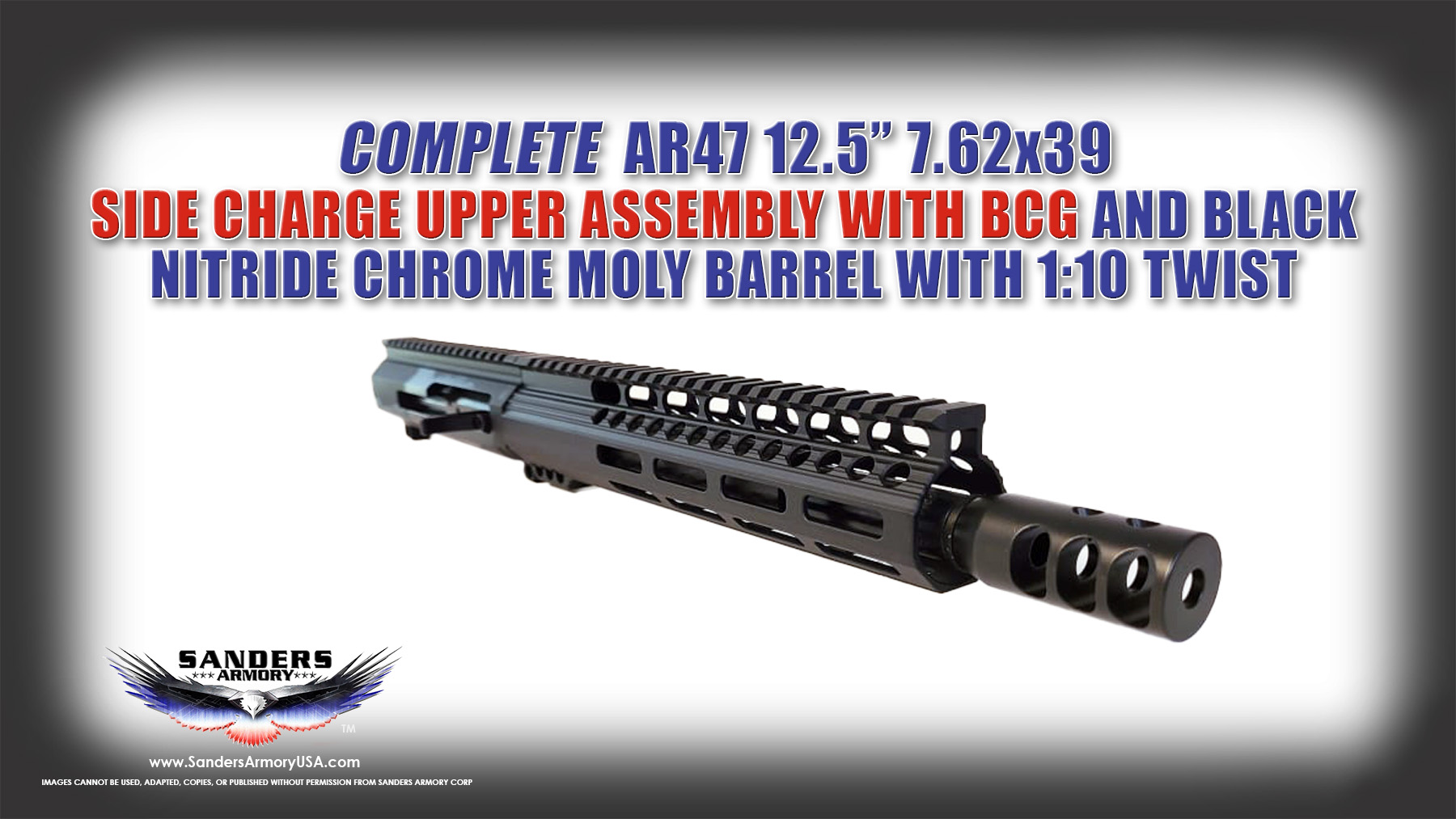 Sanders Armory 12.5" 7.62 x 39 Side Charge Upper Assembly