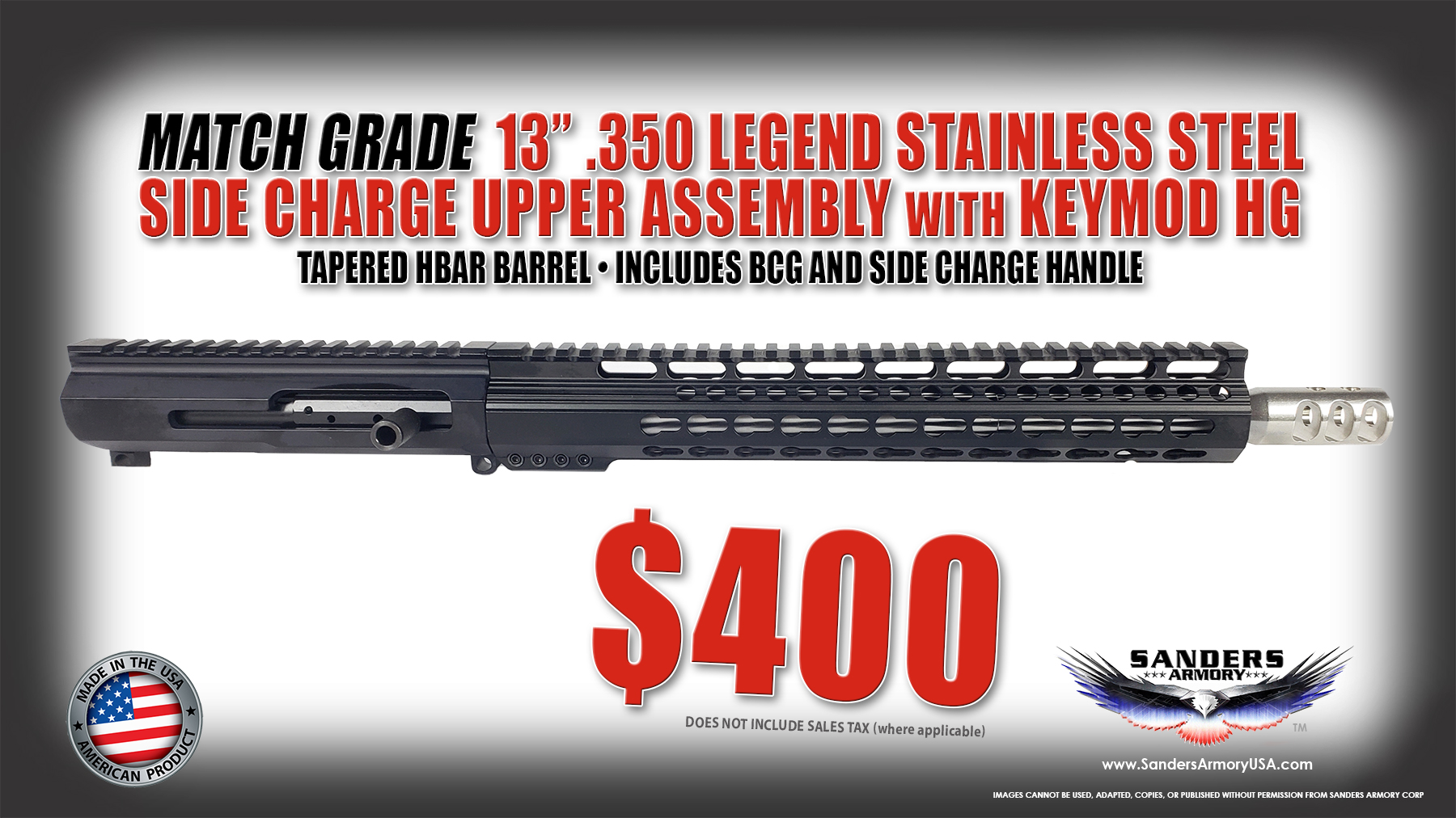 Sanders Armory 6.5 Grendel Type II Match Grade Side Charge Upper Assembly