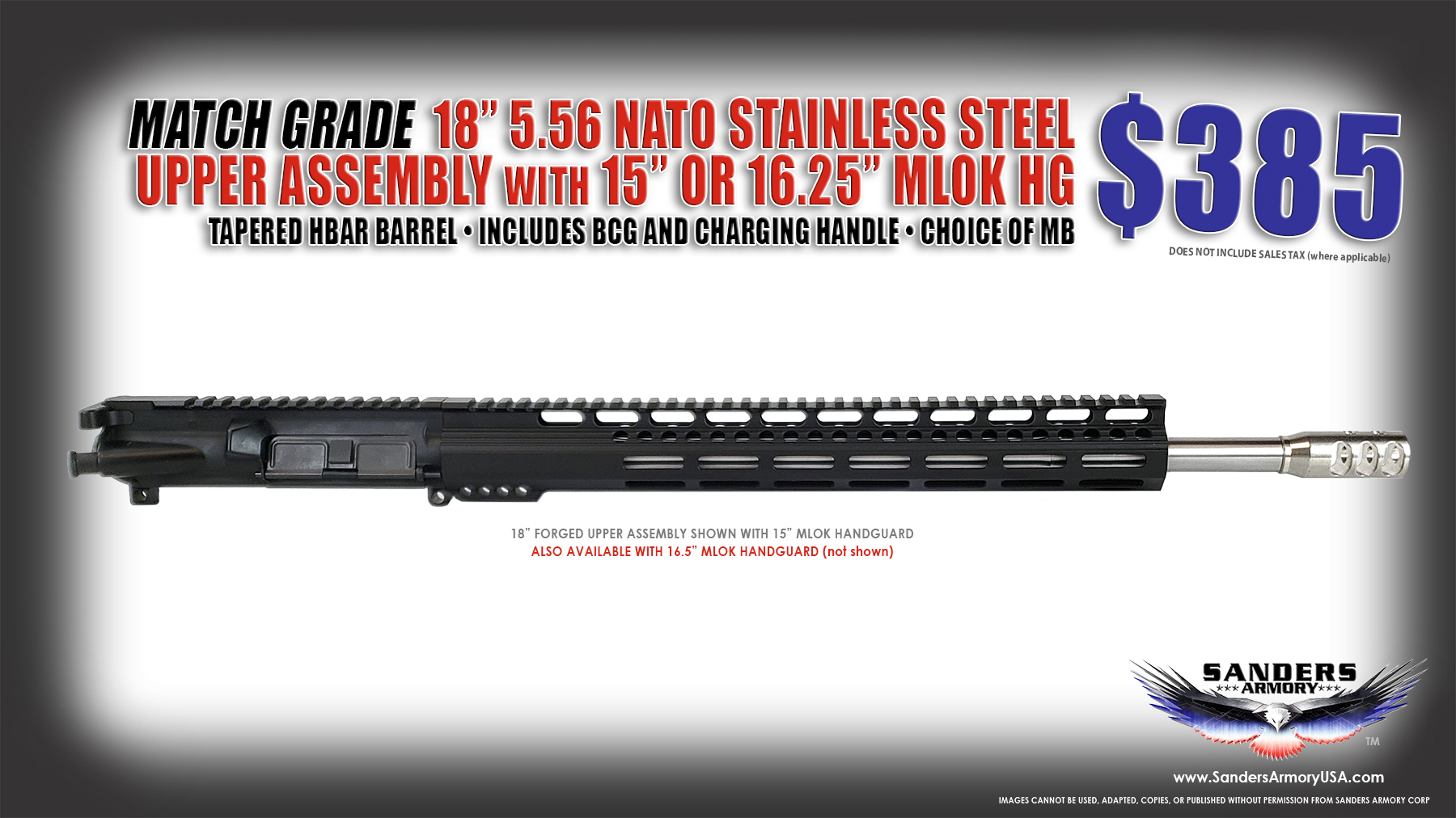 18″ Match Grade 5.56 NATO Stainless Steel 5R Upper Assembly with AR15/M16 PREMIUM Upper Assembly
