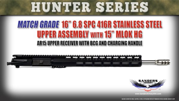 Sanders Armory Hunters Series 16 inch Match Grade 68 SPC Stainless Steel Upper Assembly