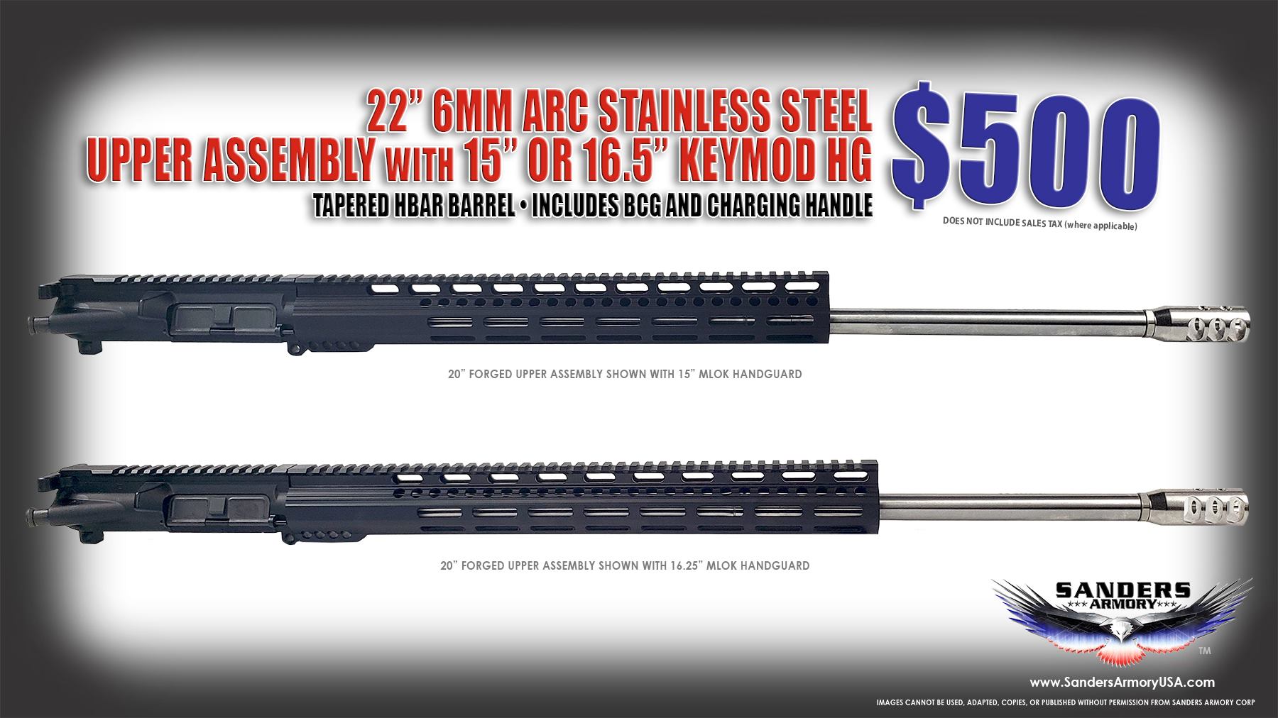 Sanders Armory 6MM ARC Match Grade Upper Assembly