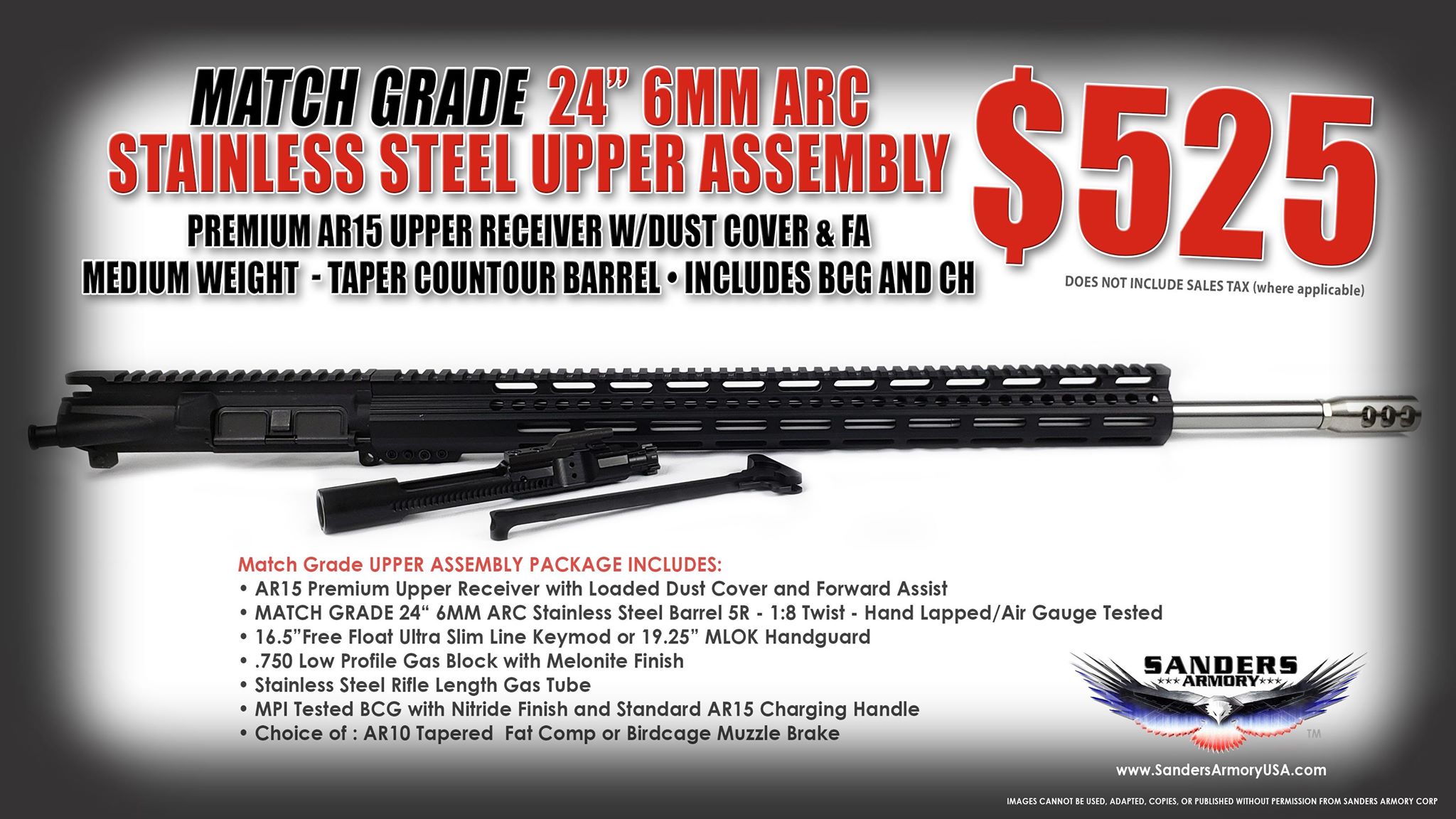 Sanders Armory 24" 6MM ARC Match Grade Upper Assembly