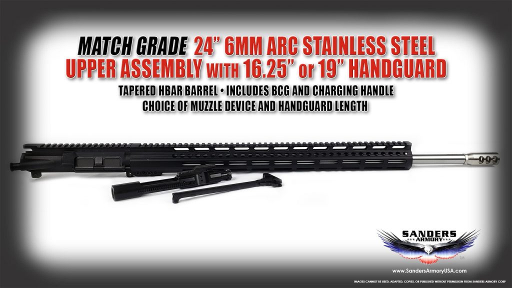 Sanders Armory 24" Match Grade 6MM ARC 416R Stainless Steel Hand Lapped Upper Assembly