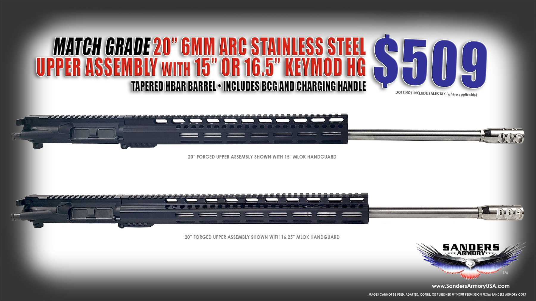 Sanders Armory 20 6MM ARC Forged Upper Assembly