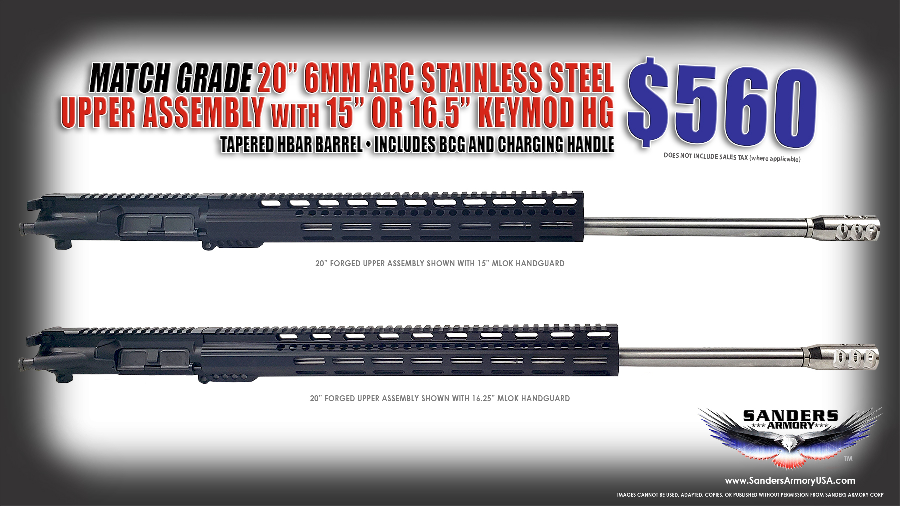 Sanders Armory 20 6MM ARC Forged Upper Assembly