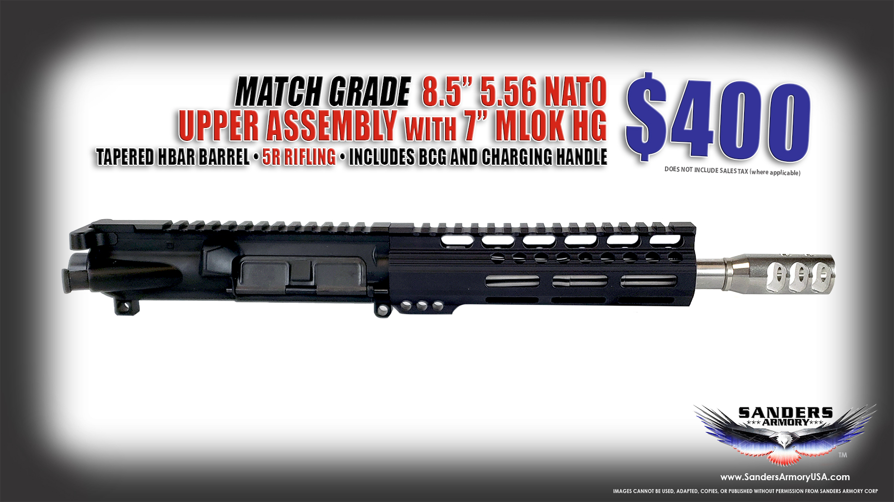 Sanders Armory 85 556 NATO Match Grade Stainless Steel Upper Assembly