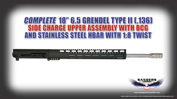 Sanders Armory 18 6.5 Grendel Type II Stainless Steel Side Charging Upper Assembly
