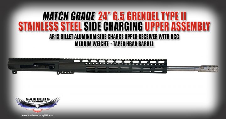 Sanders Armory Match Grade AR15 24" 6.5 Grendel Stainless Steel Side Charging Upper Assembly