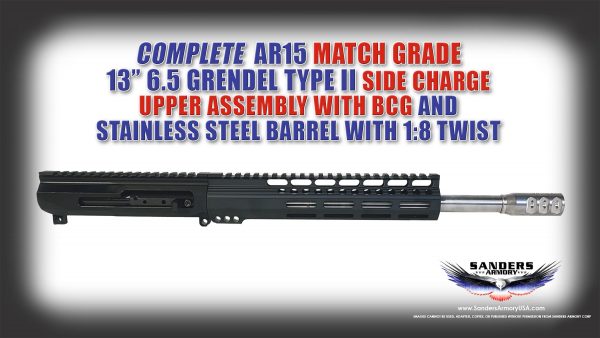 Sanders Armory Match Grade 13” 6.5 Grendel Type II Stainless steelupper assembly with 10” or 12” MLOK HG