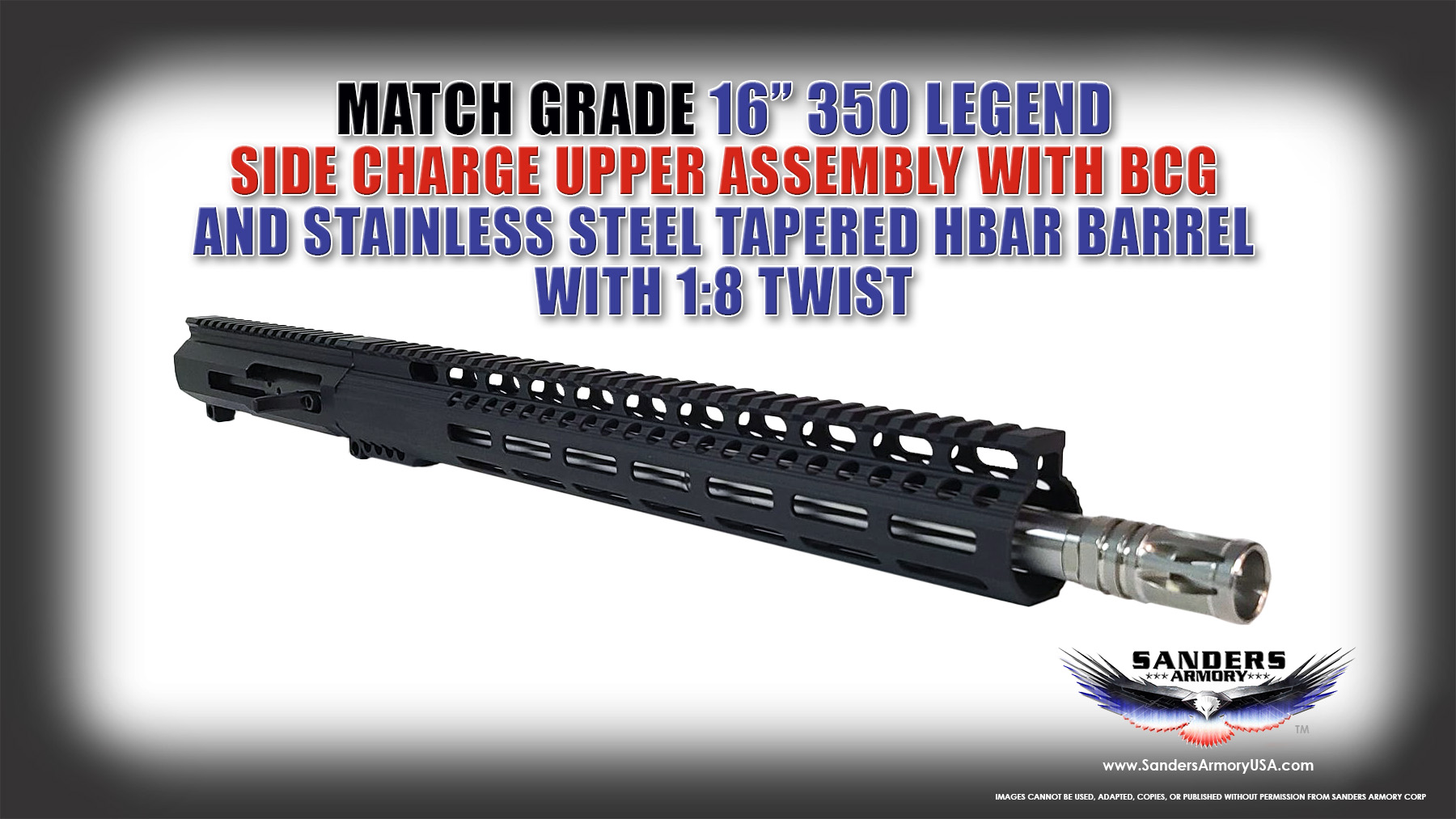 Sanders Armory Match Grade 16" 350 Legend Side Charging Upper Assembly
