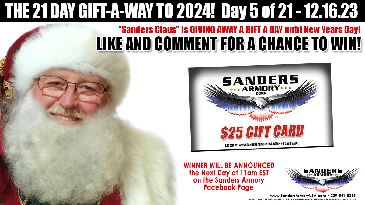 Sanders Claus 21 Day Give Away 2024 Day 5 - 25 dollar gift card