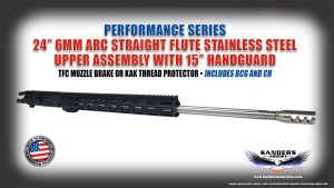 Sanders Armory AR-15 Performance Series 24″ 6MM ARC STRAIGHT FLUTED Stainless Steel Forged Upper Receiver Assembly with BCG and Charging Handle