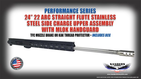 Sanders Armory 24" 22 ARC Straight Fluted Stainless Steel Performance Series Side Charge Upper Assembly